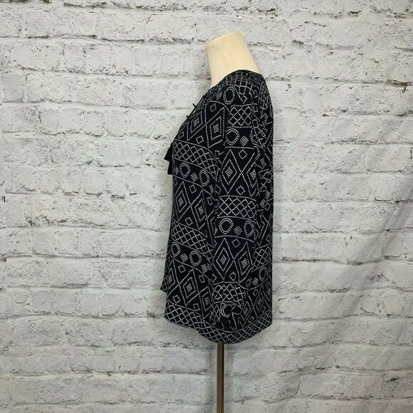 Madewell Black Primal Print 3/4 Sleeve Tunic Blouse Small - Picture 10 of 12